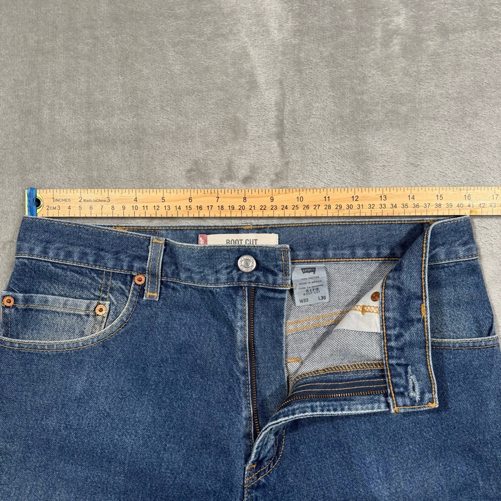 VTG Y2K Levi's 517 Bootcut Jeans Men's 33x30 Blue Medium Wash 2000's Distressed - Picture 4 of 15